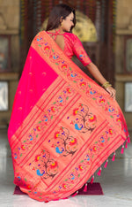 Beautiful Pink Color Silk Fabric Partywear Saree