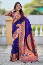 Beautiful Voilet Color Silk Fabric Partywear Saree