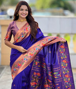 Beautiful Voilet Color Silk Fabric Partywear Saree
