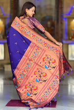 Beautiful Voilet Color Silk Fabric Partywear Saree