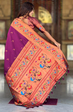 Beautiful Wine Color Silk Fabric Partywear Saree