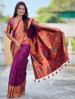 Beautiful Wine Color Silk Fabric Partywear Saree