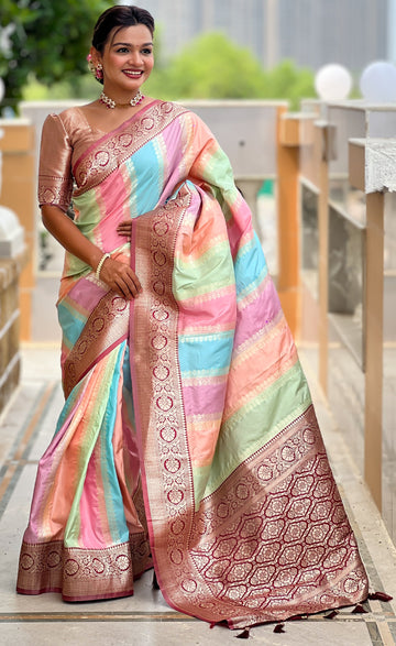 Beautiful Maroon Color Silk Fabric Partywear Saree