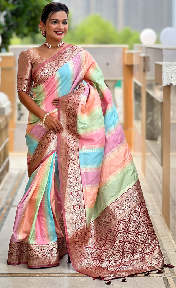 Beautiful Maroon Color Silk Fabric Partywear Saree