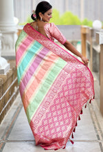 Beautiful Pink Color Silk Fabric Partywear Saree