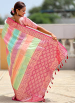 Beautiful Pink Color Silk Fabric Partywear Saree
