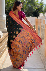 Amazing Green Color Silk Fabric Partywear Saree