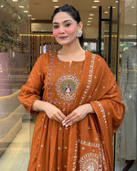 Gorgeous Orange Color Cotton Fabric Designer Suit