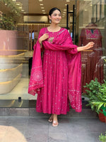 Gorgeous Pink Color Cotton Fabric Designer Suit