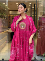 Gorgeous Pink Color Cotton Fabric Designer Suit