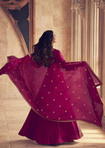 Striking Maroon Color Chinon Fabric Gown