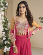 Divine Pink Color Chinon Fabric Plazzo Suit