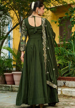 Striking Green Color Vichitra Fabric Gown