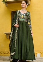 Striking Green Color Vichitra Fabric Gown