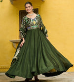 Striking Green Color Vichitra Fabric Gown