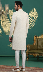 Pleasing Cream Color Art Silk Fabric Sherwani