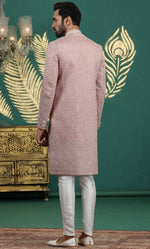 Pleasing Pink Color Art Silk Fabric Sherwani