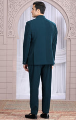 Amazing Teal Color Imported Fabric Mens Indowestern