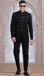 Amazing Black Color Imported Fabric Mens Indowestern