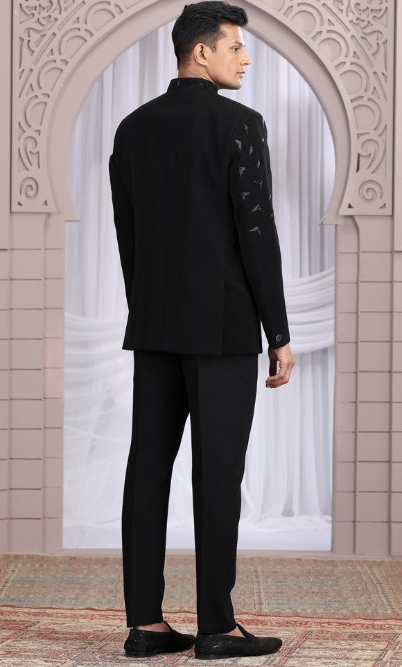 Amazing Black Color Imported Fabric Mens Indowestern