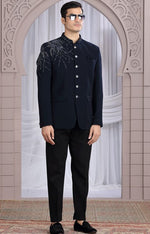 Amazing Navy Blue Color Imported Fabric Mens Indowestern