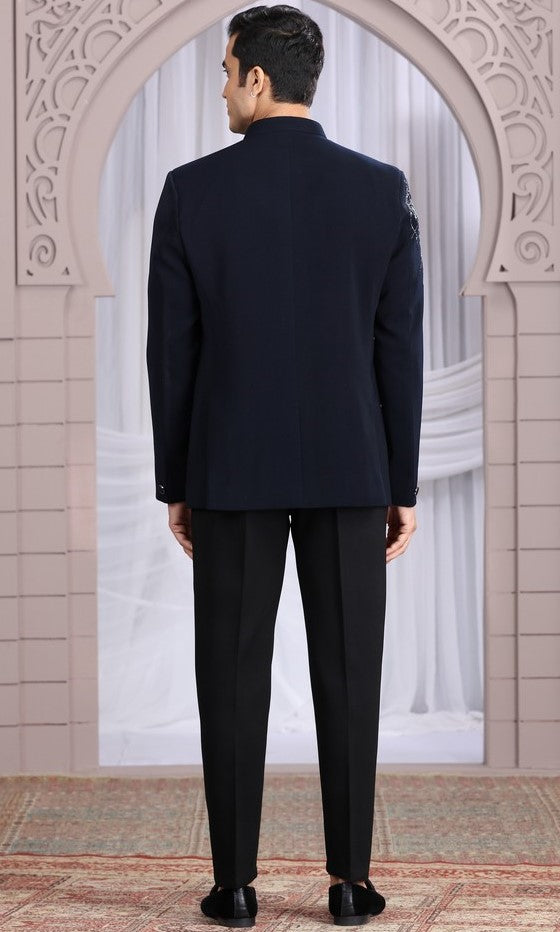 Amazing Navy Blue Color Imported Fabric Mens Indowestern