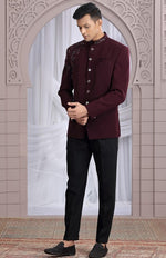 Amazing Wine Color Imported Fabric Mens Indowestern