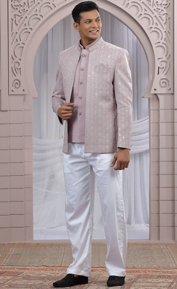Amazing Pink Color Imported Fabric Mens Indowestern