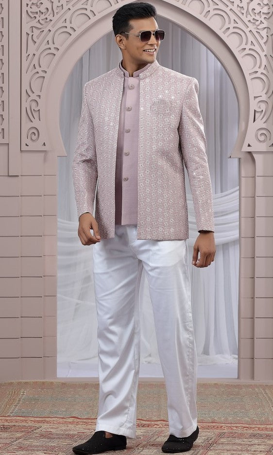 Amazing Pink Color Imported Fabric Mens Indowestern