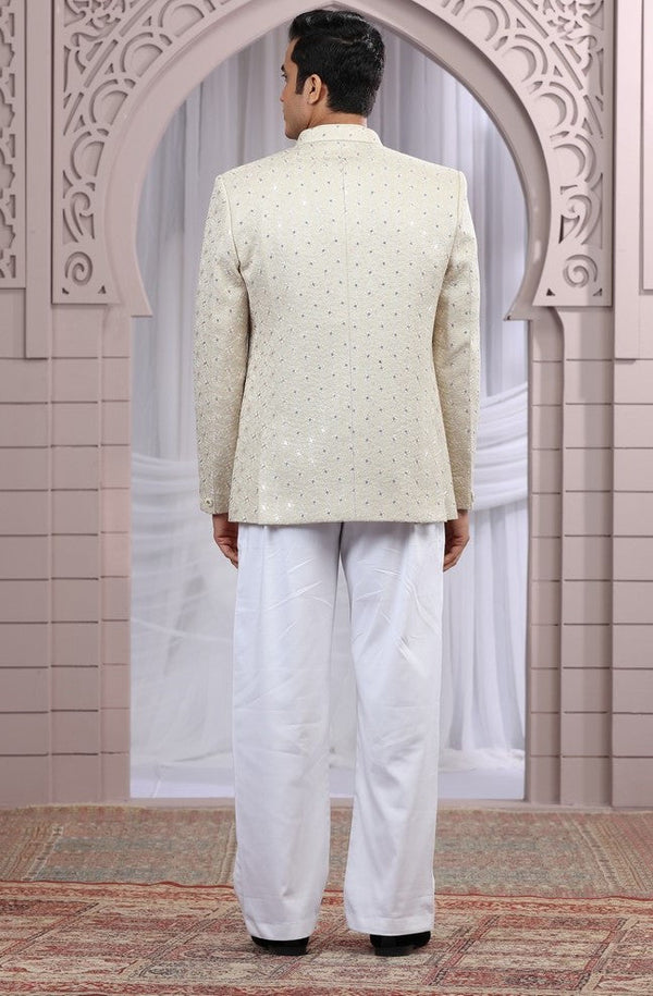 Amazing Beige Color Imported Fabric Mens Indowestern