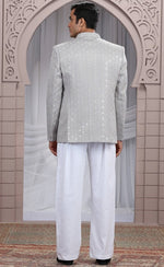 Amazing Grey Color Imported Fabric Mens Indowestern