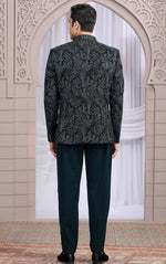 Amazing Teal Color Imported Fabric Mens Indowestern