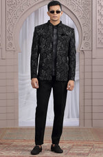 Amazing Black Color Imported Fabric Mens Indowestern