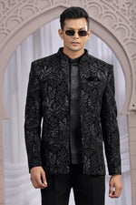 Amazing Black Color Imported Fabric Mens Indowestern