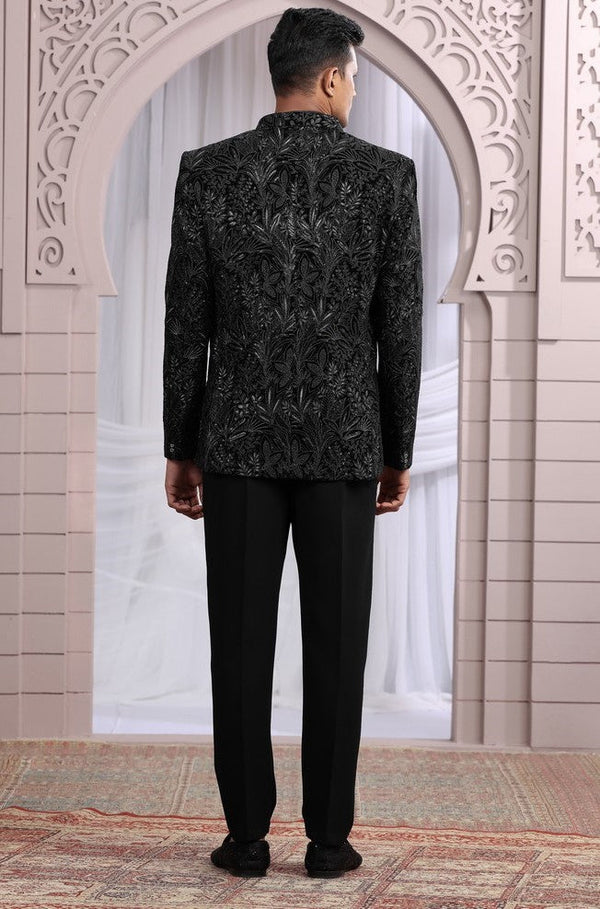 Amazing Black Color Imported Fabric Mens Indowestern