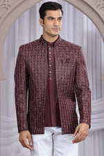 Amazing Wine Color Imported Fabric Mens Indowestern
