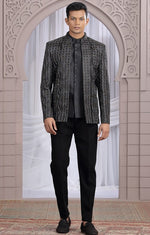 Amazing Black Color Imported Fabric Mens Indowestern