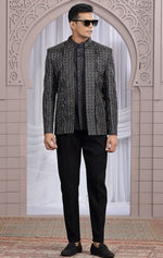 Amazing Black Color Imported Fabric Mens Indowestern