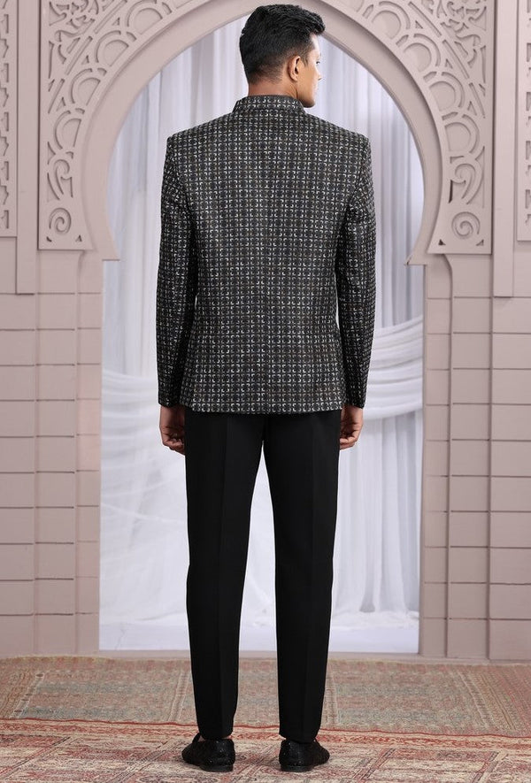 Amazing Black Color Imported Fabric Mens Indowestern