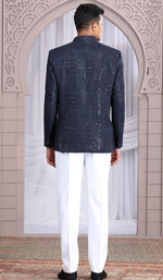 Amazing Navy Blue Color Imported Fabric Mens Indowestern