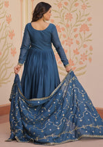 Striking Teal Color Georgette Fabric Gown
