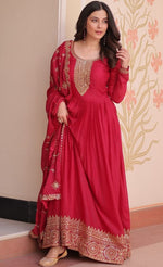 Striking Red Color Georgette Fabric Gown