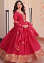 Striking Red Color Georgette Fabric Gown