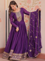 Striking Purple Color Georgette Fabric Gown