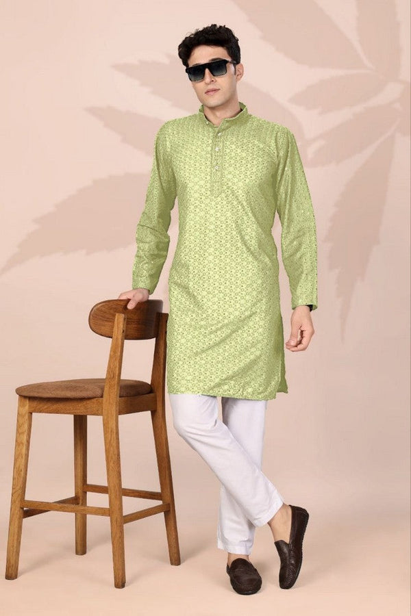 Amazing Green Color Cotton Fabric Kurta Pajama