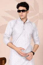 Amazing White Color Cotton Fabric Kurta Pajama