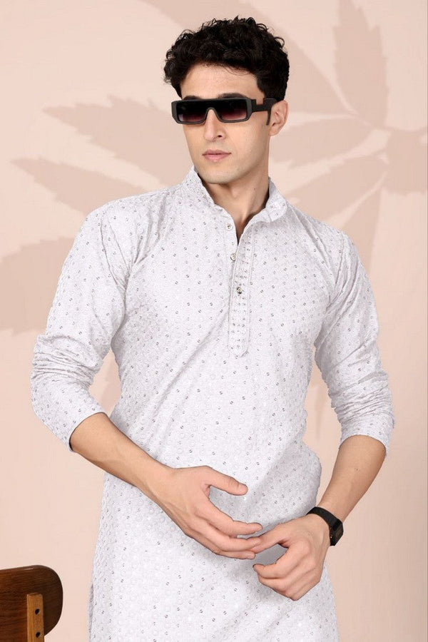 Amazing White Color Cotton Fabric Kurta Pajama
