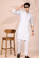 Amazing White Color Cotton Fabric Kurta Pajama