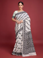 Amazing White Color Cotton Fabric Casual Saree