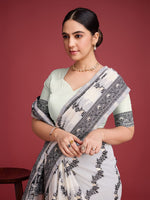 Amazing White Color Cotton Fabric Casual Saree